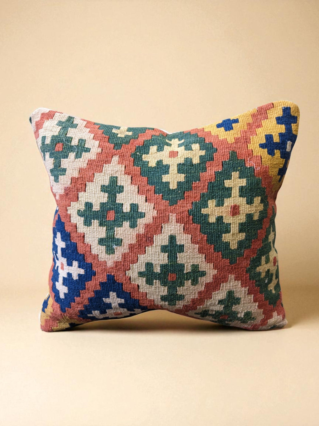 Turkish Kilim Vintage Cushion Cover - 40 x 40 cm - Handmade