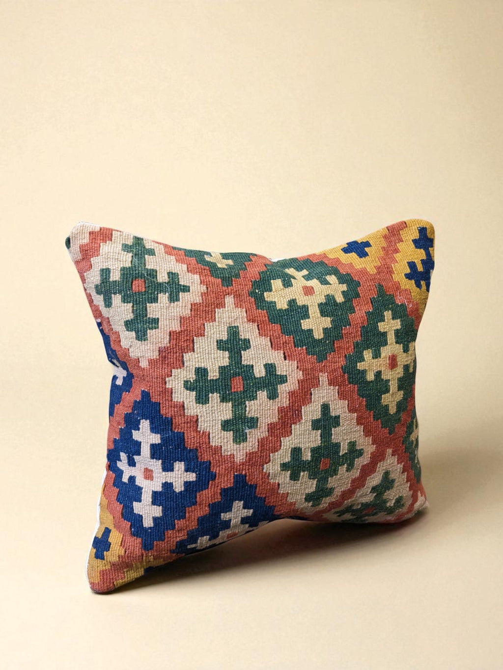 Turkish Kilim Vintage Cushion Cover - 40 x 40 cm - Handmade
