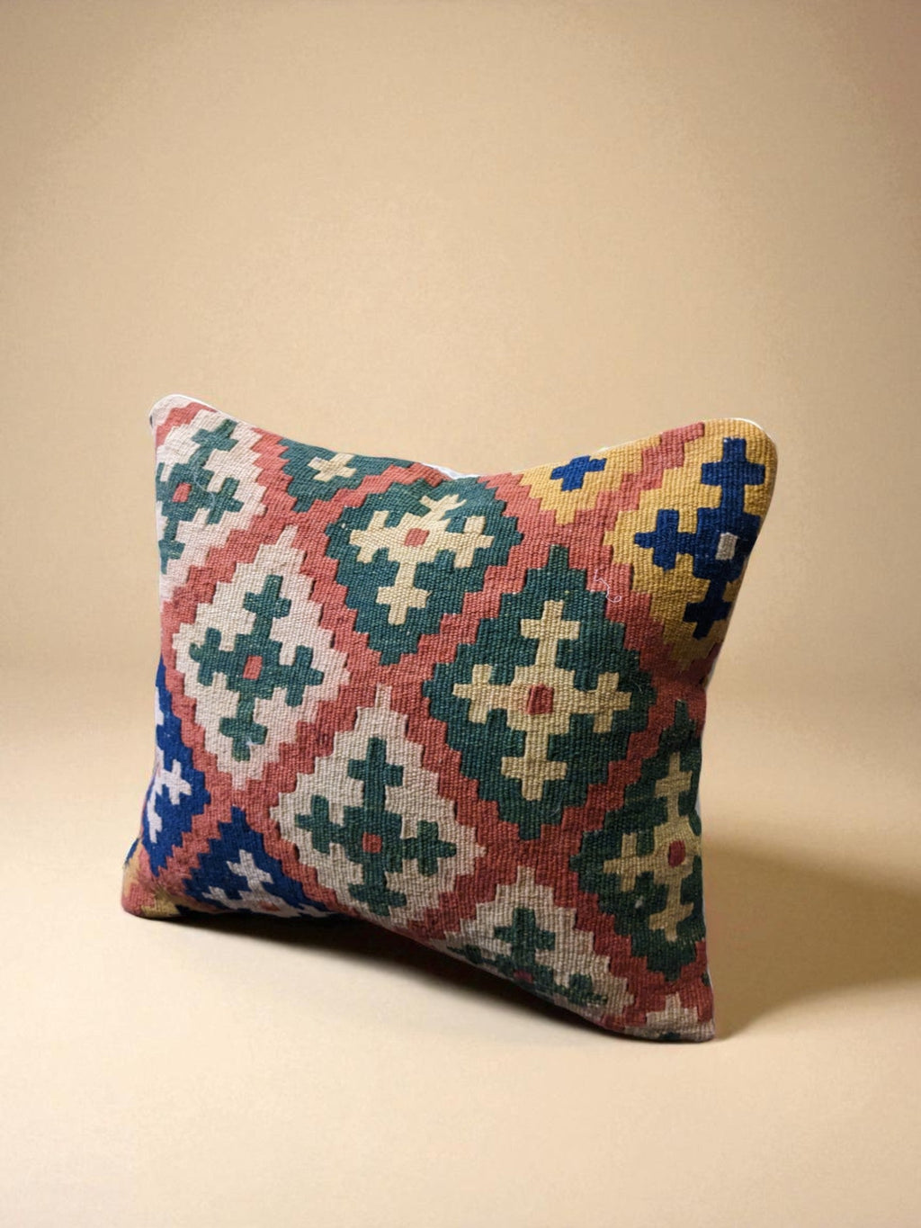 Turkish Kilim Vintage Cushion Cover - 40 x 40 cm - Handmade