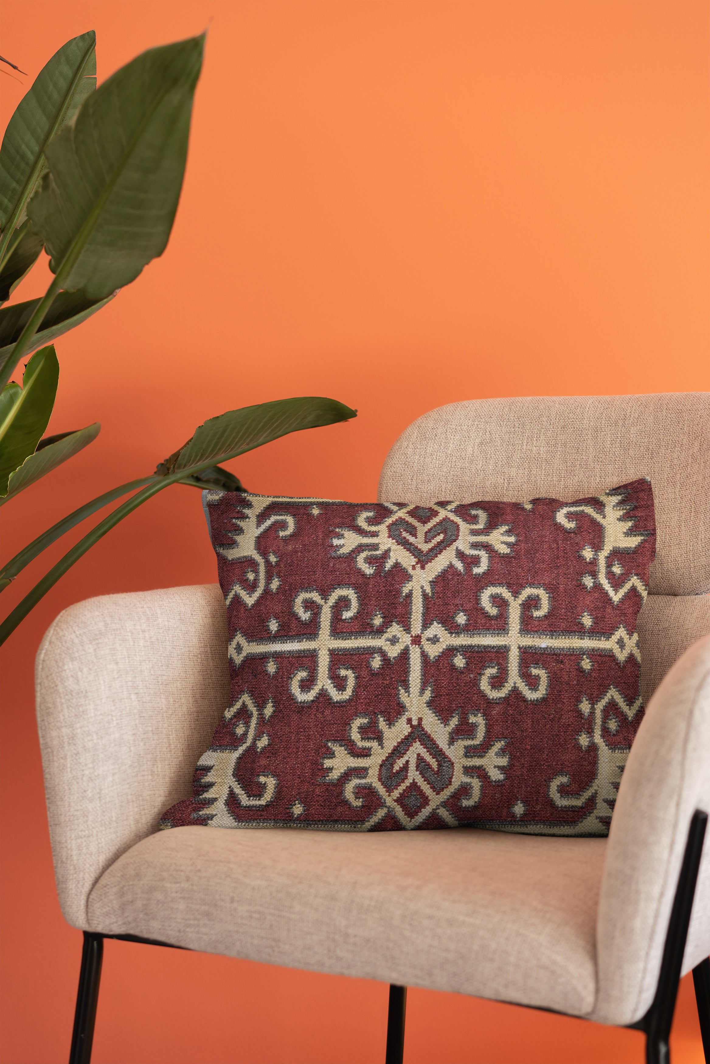 Turkish Kilim Vintage Cushion Cover - 40 x 40 cm - Handmade