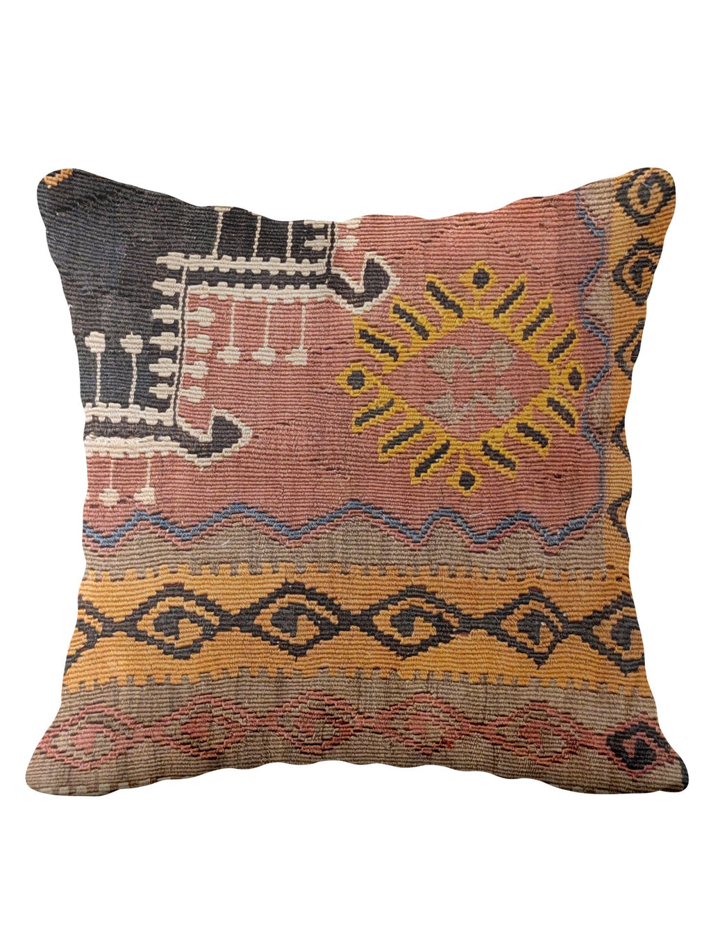 Turkish Kilim Vintage Cushion Cover - 40 x 40 cm - Handmade