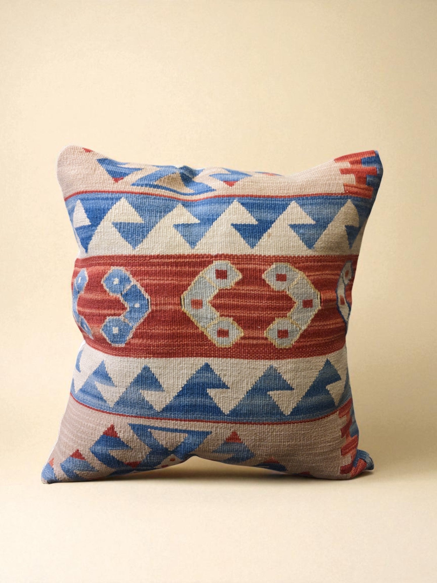 Turkish Kilim Vintage Cushion Cover - 40 x 40 cm - Handmade