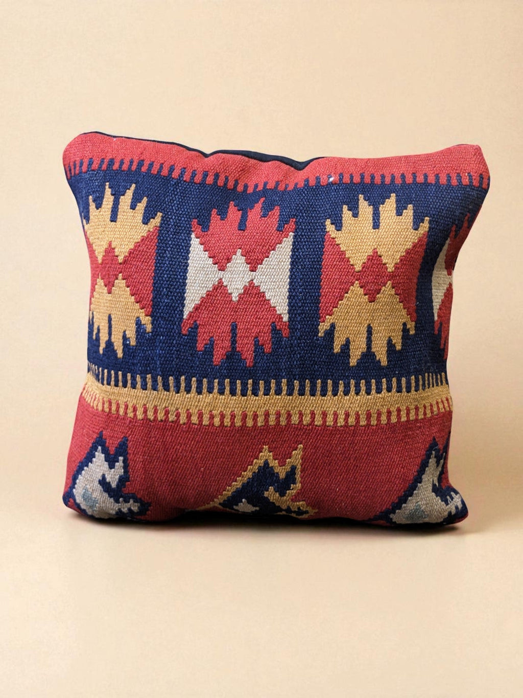 Turkish Kilim Vintage Cushion Cover - 40 x 40 cm - Handmade