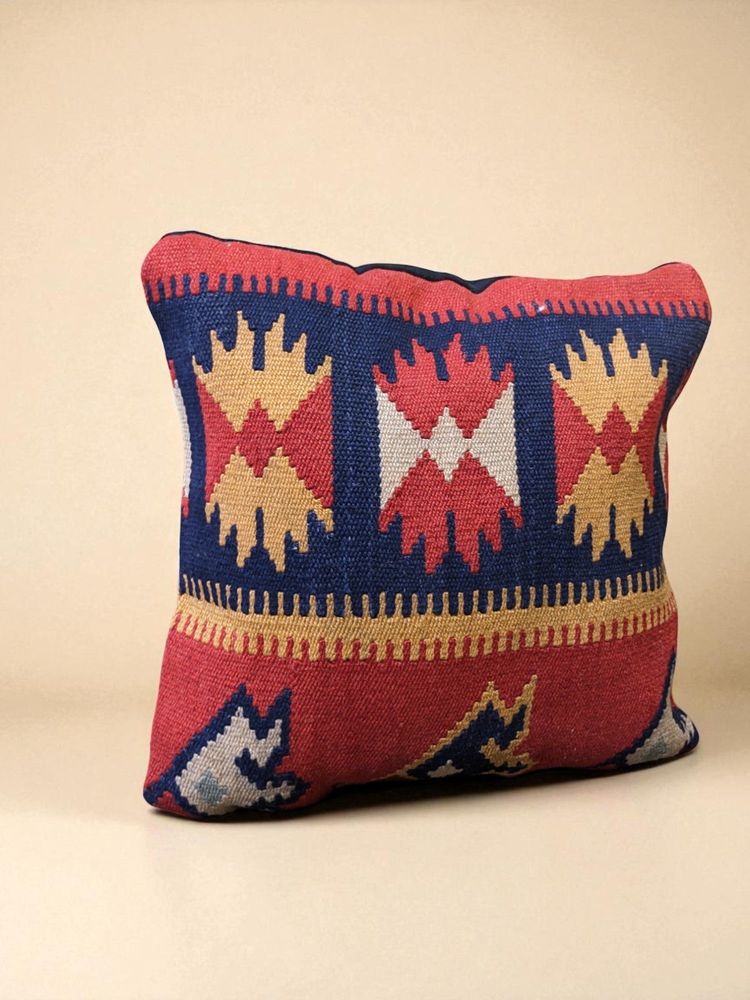 Turkish Kilim Vintage Cushion Cover - 40 x 40 cm - Handmade