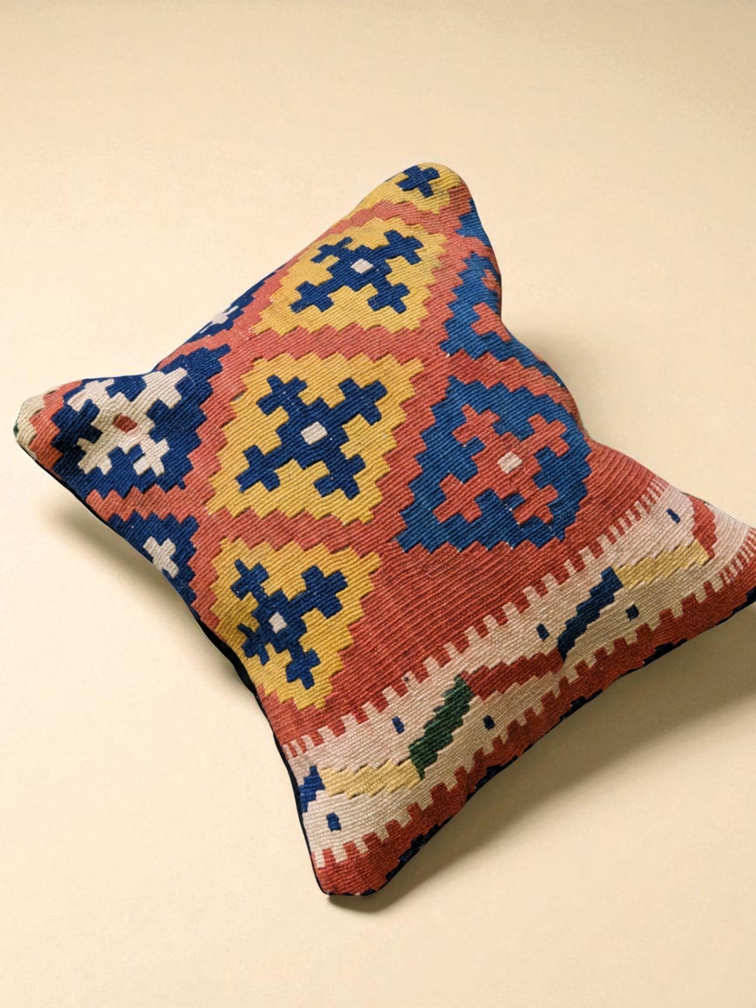 Turkish Kilim Vintage Cushion Cover - 42 x 40 cm - Handmade