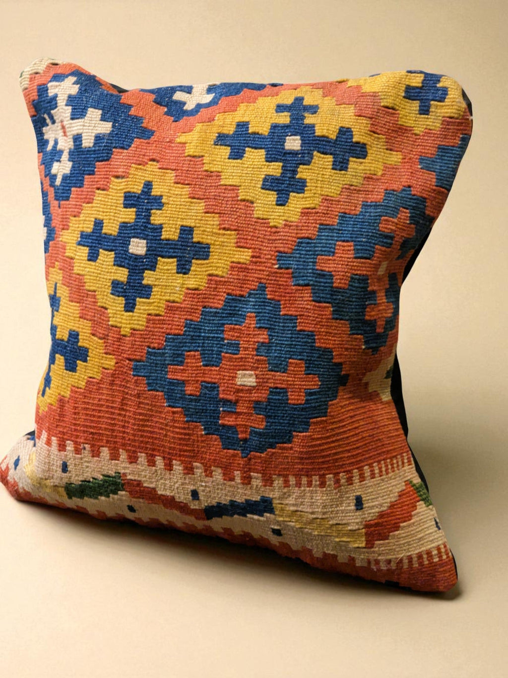 Turkish Kilim Vintage Cushion Cover - 42 x 40 cm - Handmade