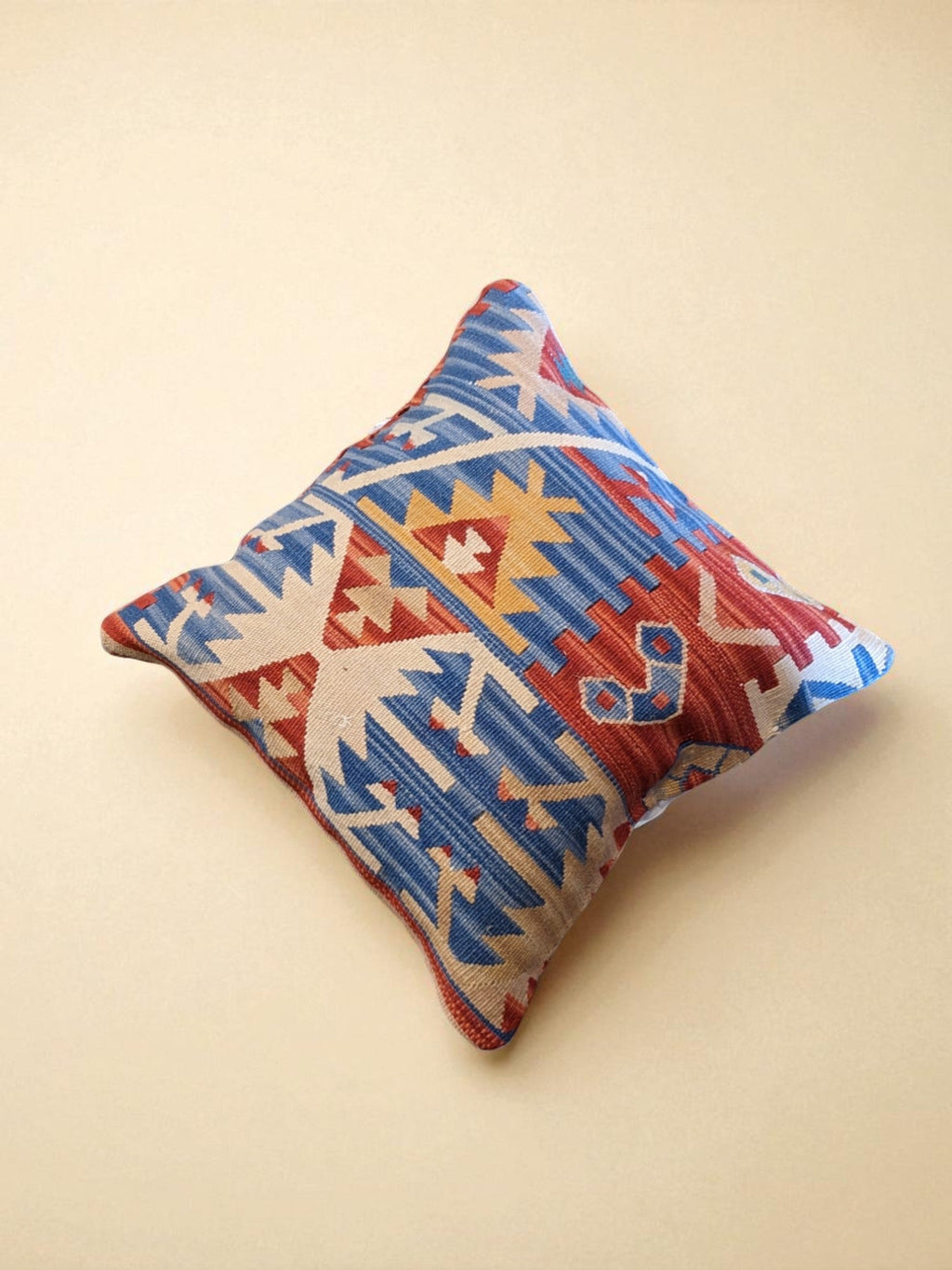 Turkish Kilim Vintage Cushion Cover - 40 x 40 cm - Handmade