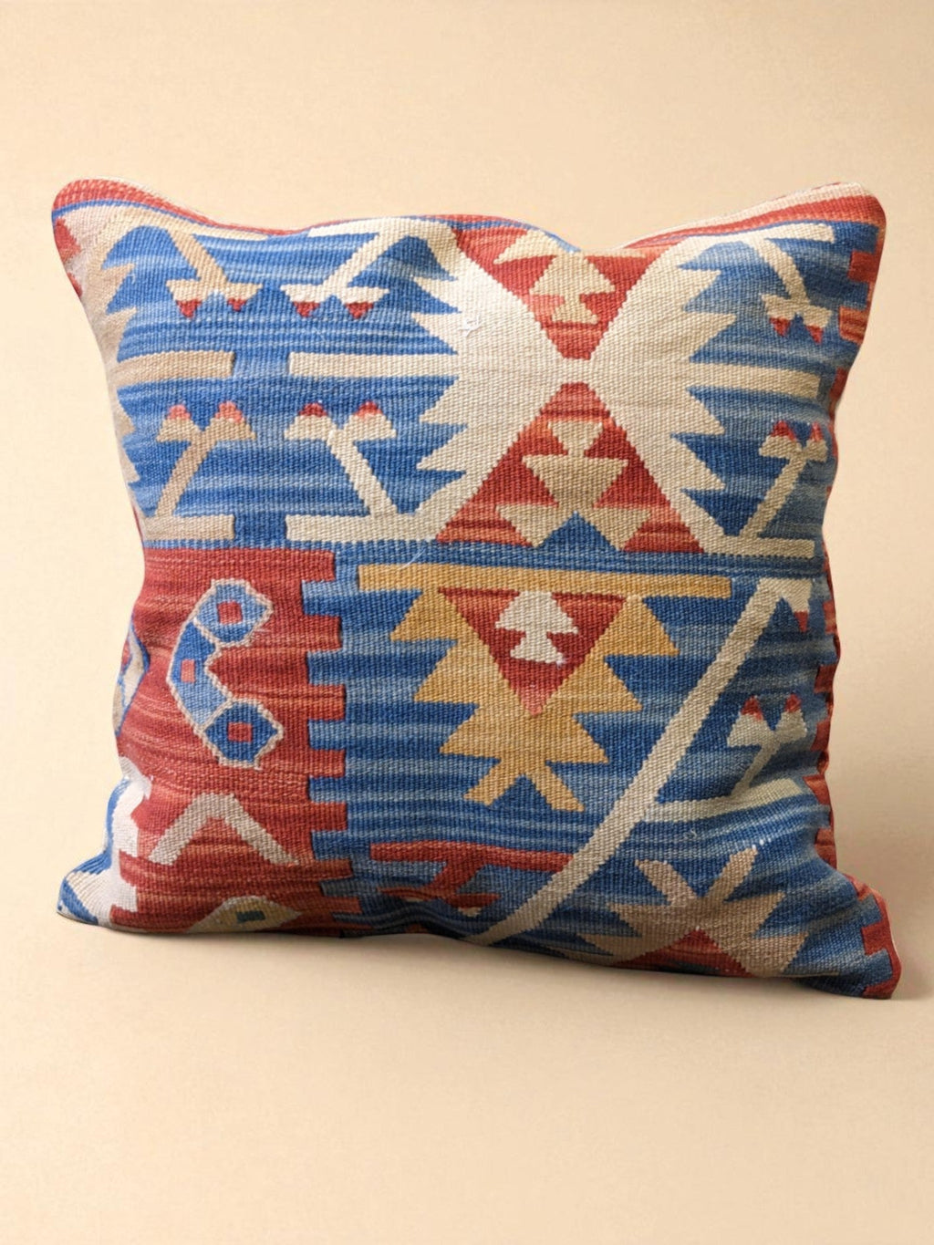 Turkish Kilim Vintage Cushion Cover - 40 x 40 cm - Handmade