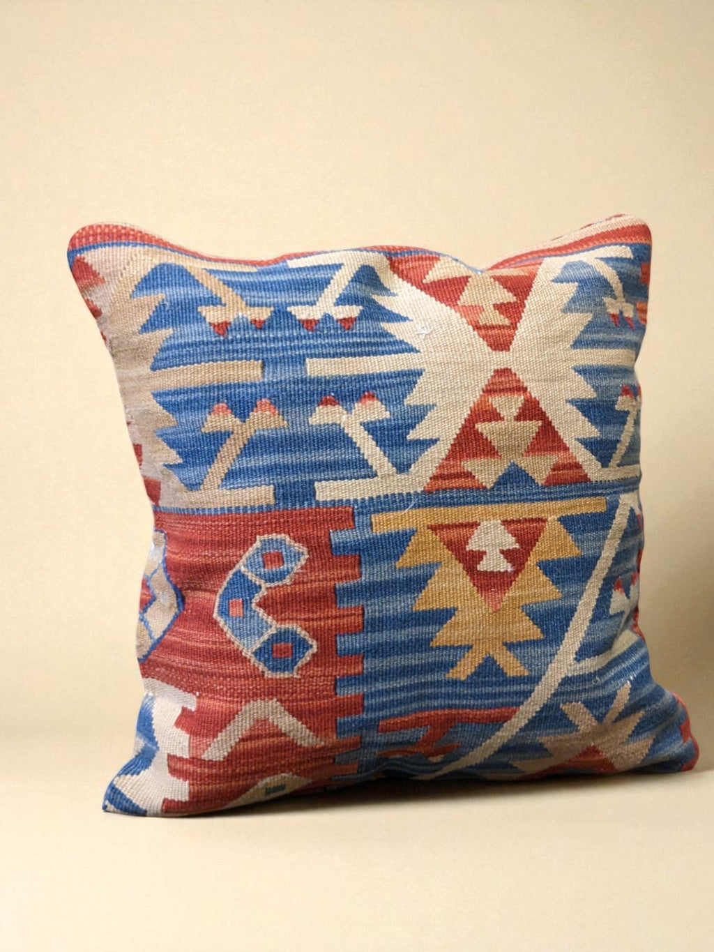 Turkish Kilim Vintage Cushion Cover - 40 x 40 cm - Handmade