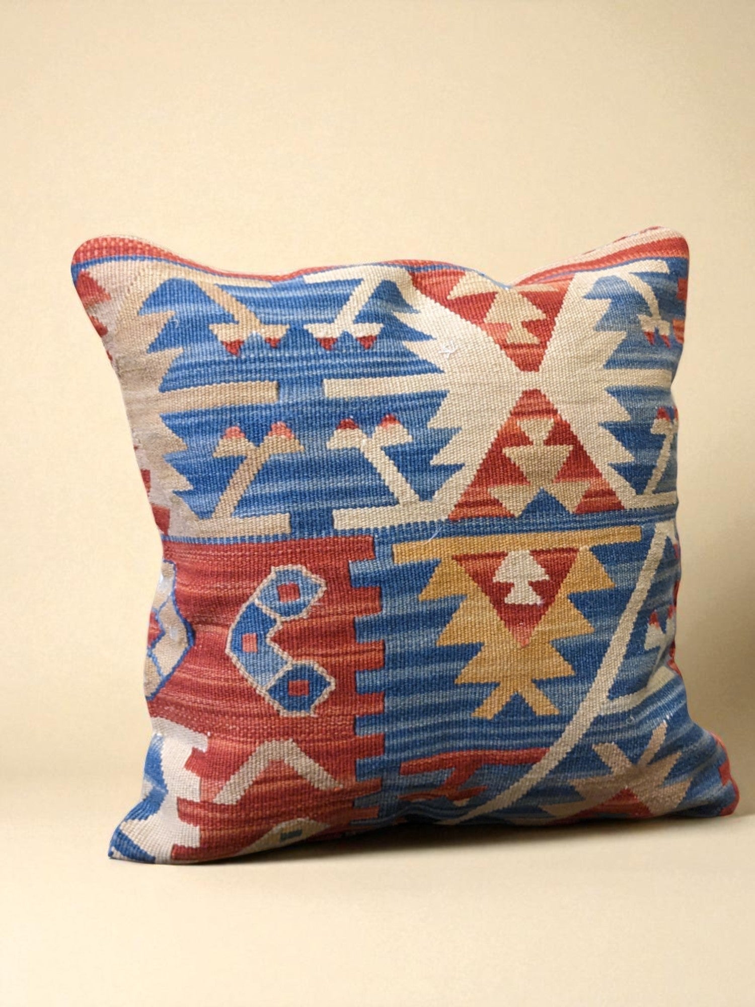 Turkish Kilim Vintage Cushion Cover - 40 x 40 cm - Handmade