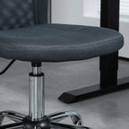 Dark grey office chair seat with chrome swivel pedestal base and height adjustment.