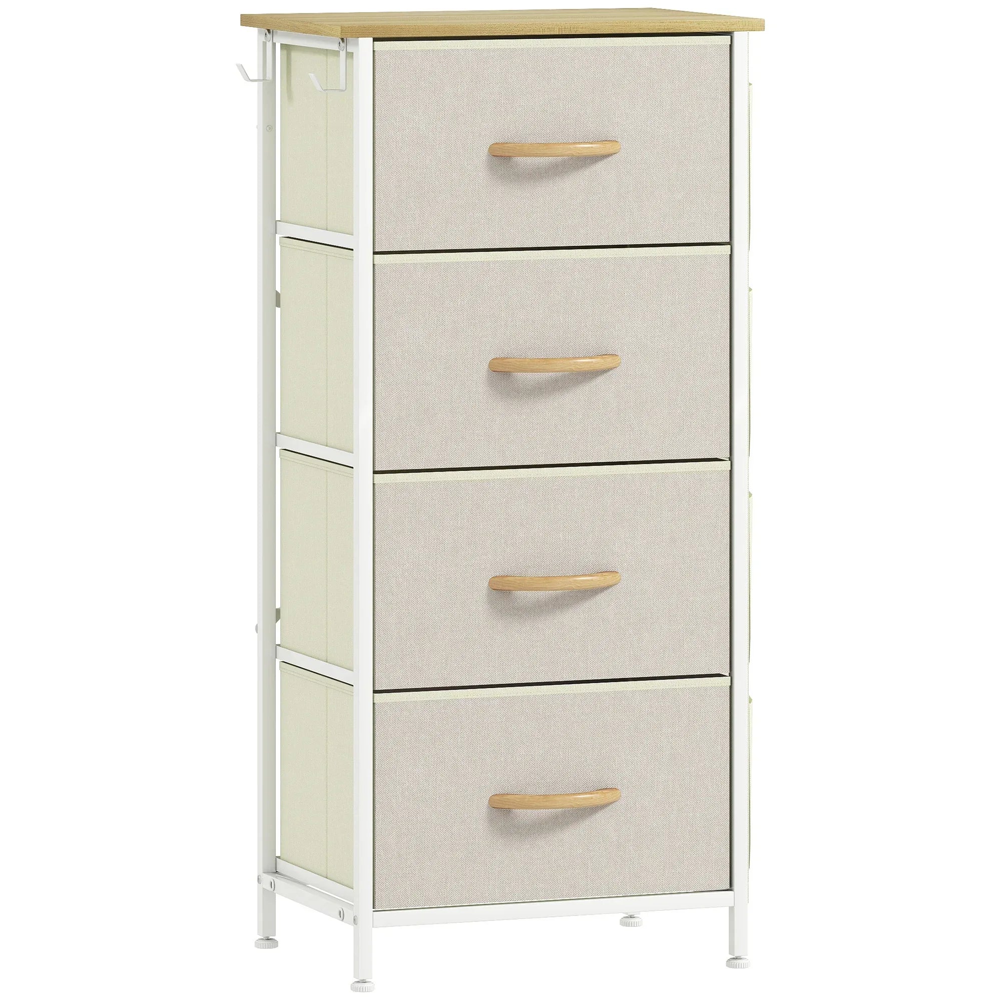 Chest of Four Fabric Drawers - Beige - Bobobiy