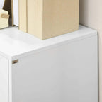 White sideboard cabinet top with smooth surface and protective corner edge