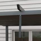 Dark grey aluminum pergola crossbeam with retractable canopy underside
