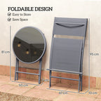 Grey folding chair with tall back, shown in a collapsed storage position