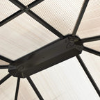 Hardtop gazebo roof cross-beams and support plate with black metal hardware