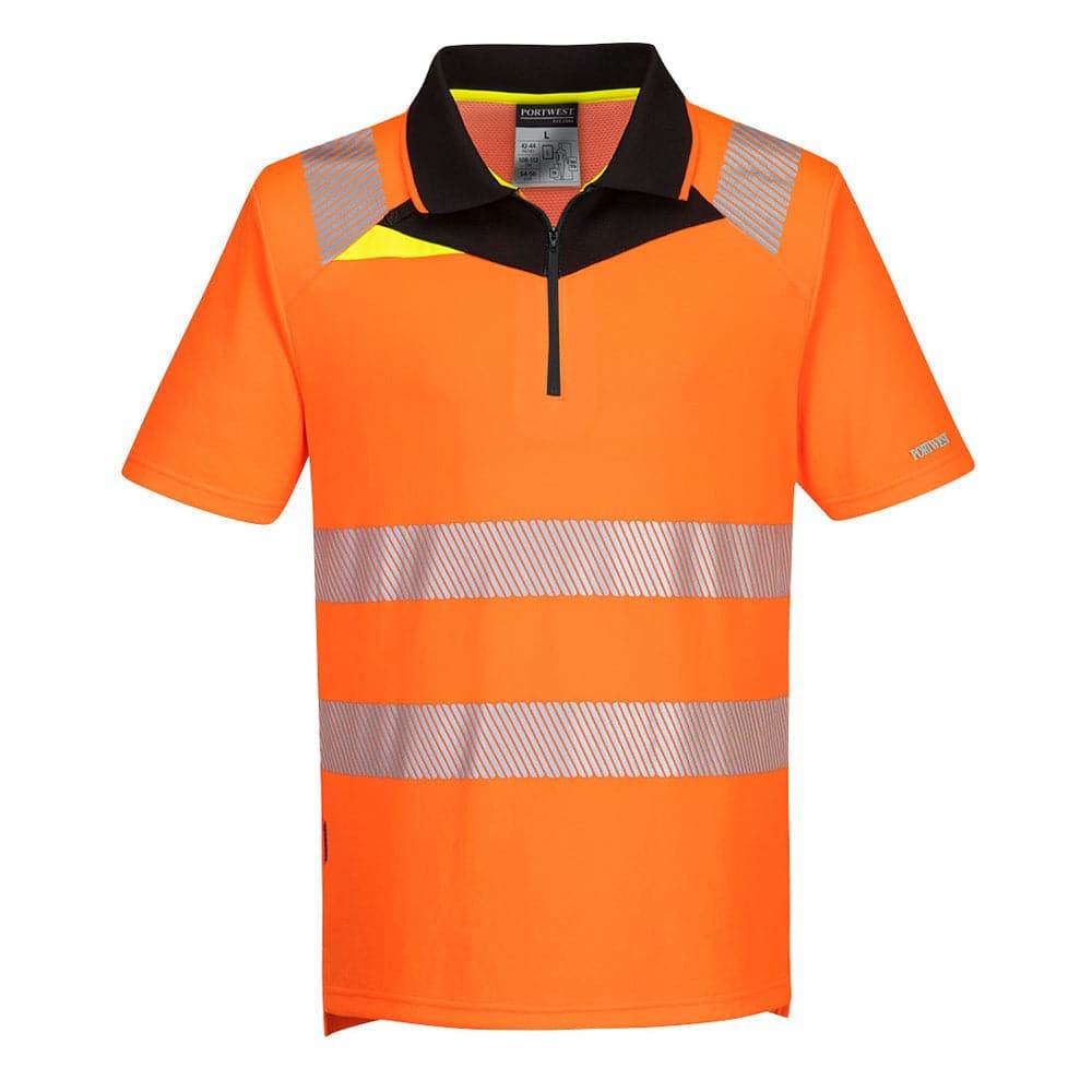 Portwest-DX412-Hi-Vis-Zip-Neck-Short-Sleeve-Polo-T-Shirt-Workwear-Nation-Ltd-2453 - Bobobiy