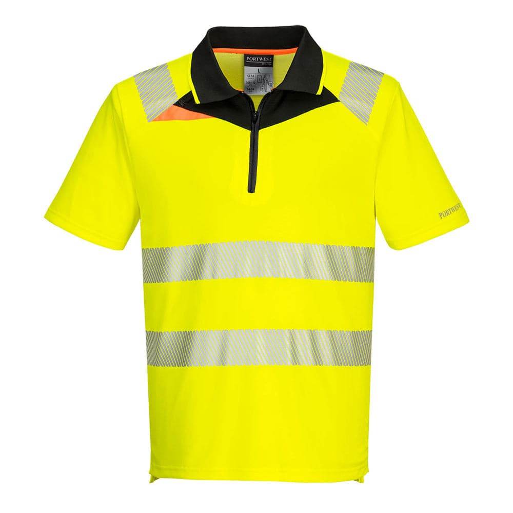 Portwest-DX412-Hi-Vis-Zip-Neck-Short-Sleeve-Polo-T-Shirt-Workwear-Nation-Ltd-2943 - Bobobiy