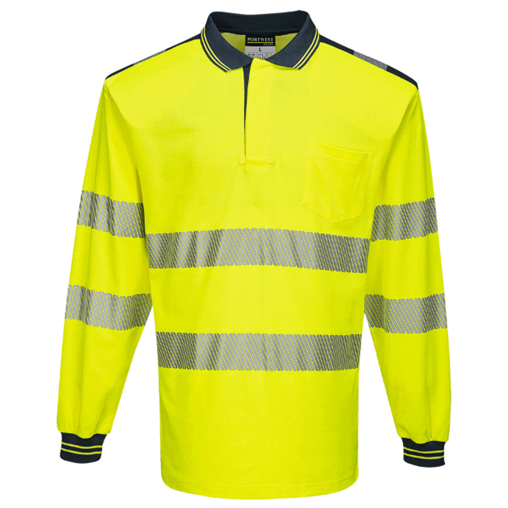 Portwest-T184-PW3-Hi-Vis-Long-Sleeve-Polo-Shirt-Various-Colours-Workwear-Nation-Ltd-2237 - Bobobiy