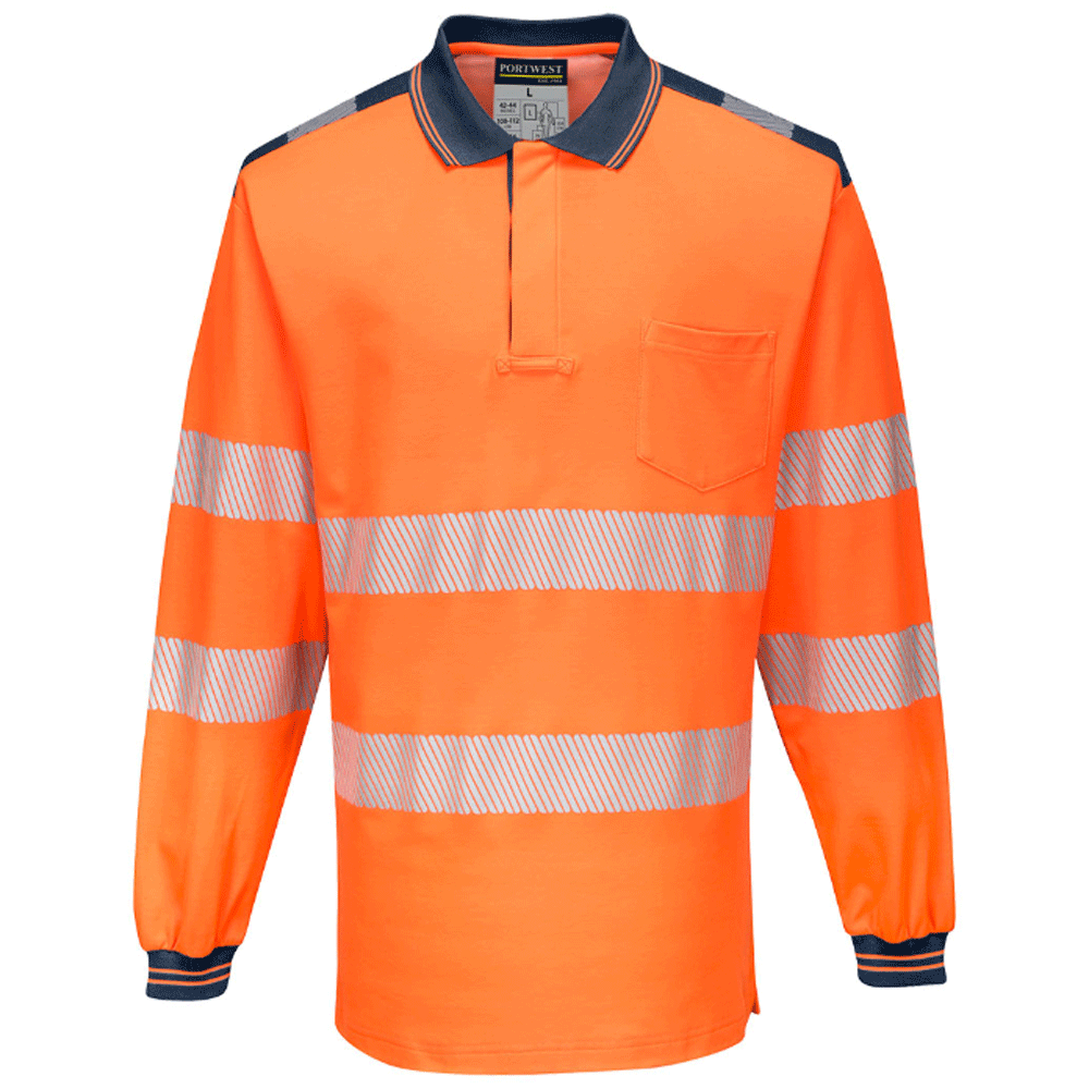 Portwest-T184-PW3-Hi-Vis-Long-Sleeve-Polo-Shirt-Various-Colours-Workwear-Nation-Ltd-6125 - Bobobiy