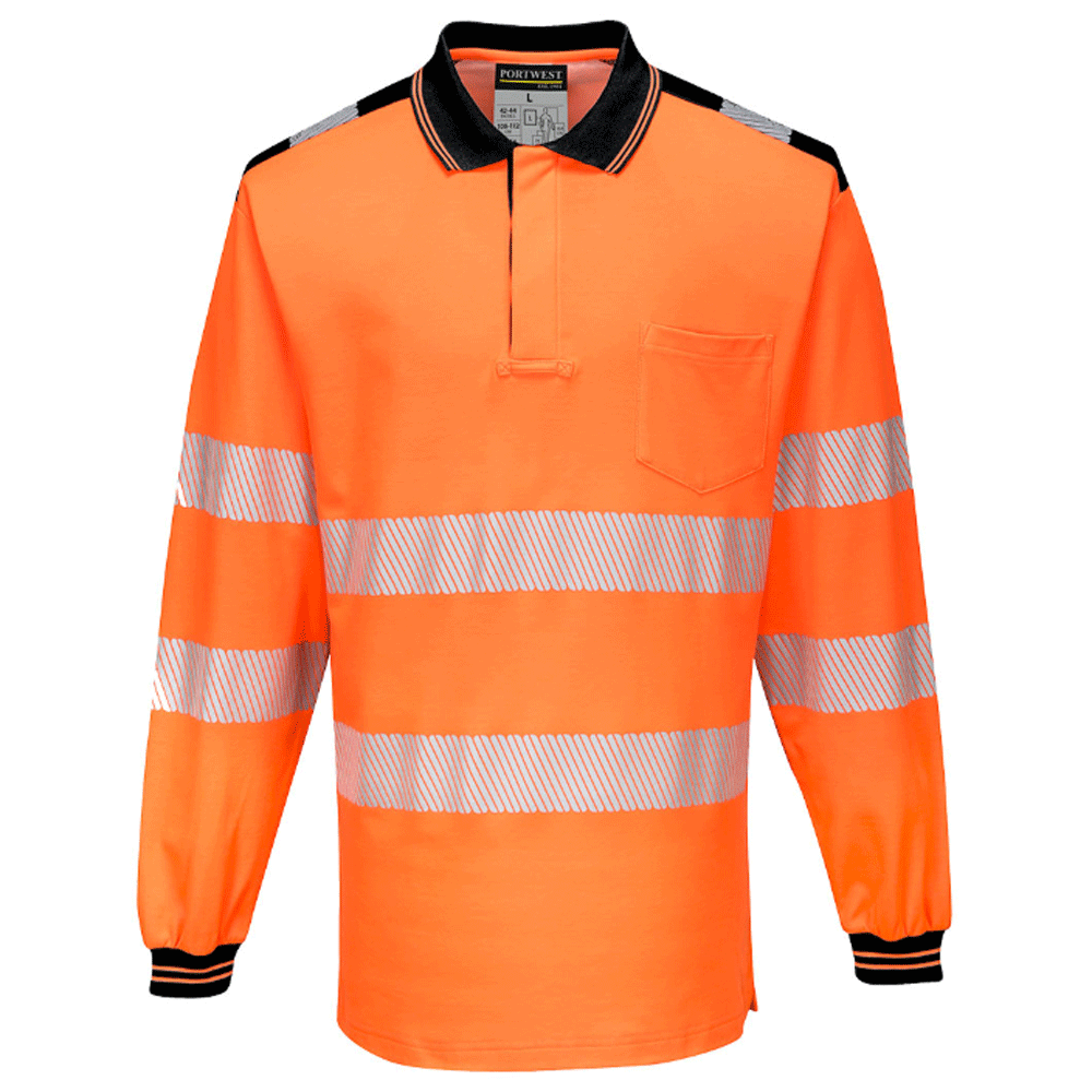 Portwest-T184-PW3-Hi-Vis-Long-Sleeve-Polo-Shirt-Various-Colours-Workwear-Nation-Ltd-9259 - Bobobiy