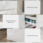 White 5-drawer dresser detail: cushion damping guideway, non-slip foot pads
