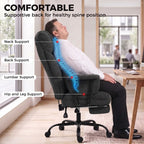 Black ergonomic office chair with lumbar support and head/neck back support design
