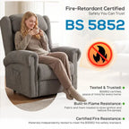 Dark grey electric recliner chair angled back with padded arm and seat