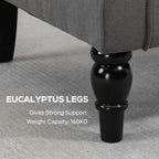 Dark grey armchair with turned glossy legs in a dark finish