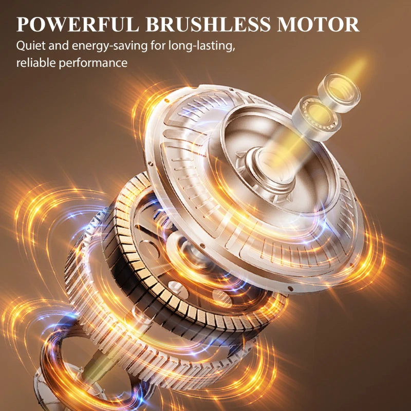 Recliner brushless motor feature graphic with glowing rotating ring