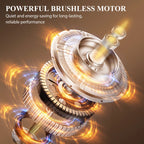 Recliner brushless motor feature graphic with glowing rotating ring