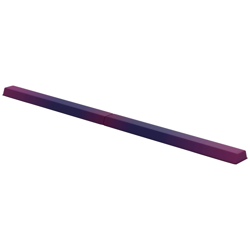 Folding kids balance beam with padded purple top and dark base