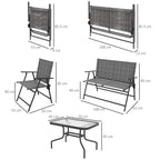 Light grey metal patio sofa set size guide for chairs, loveseat, and coffee table
