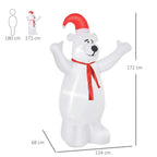 Red-and-white inflatable bear lawn decoration, full-body view with red scarf