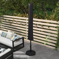 Black cantilever umbrella cover standing outdoors on patio