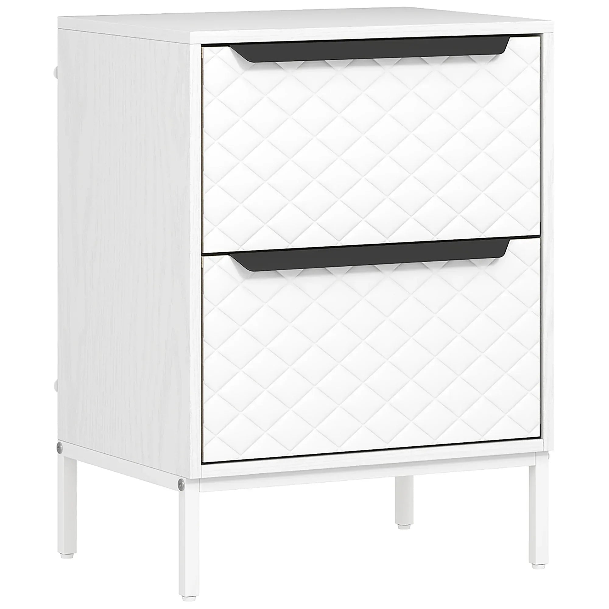 Chest of Drawers, Dresser with 2 Fabric Drawers and Aluminium Handles - White - Bobobiy