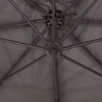 Cantilever parasol canopy support hub with metal ribs and central fastener