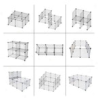 Modular black wire pet playpen showing multiple assembly layouts