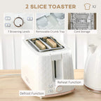 Cream 2-slice toaster with browning dial and removable crumb tray
