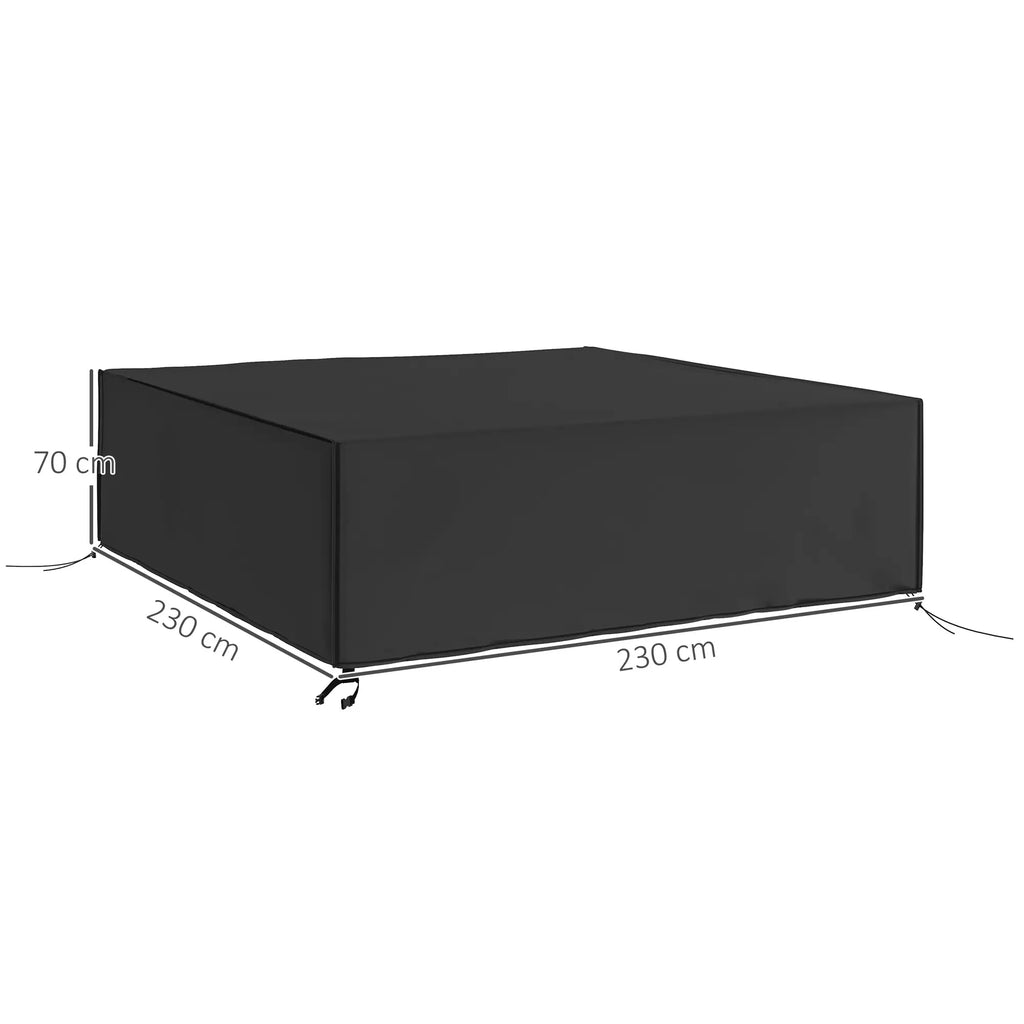 Outsunny Large Patio Garden Set Cover 600D Oxford Square Waterproof, 230 x 230 x 70cm, Black