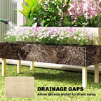 Raised planter with visible drainage layer and soil insert panel