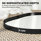 Black oval mirror frame with raised edge and visible 4 cm depth