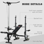 Adjustable incline bench with foam-padded seat, rollers, steel frame, and non-slip feet