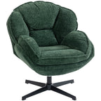 Dark green velvet wingback swivel accent chair with black four-star base