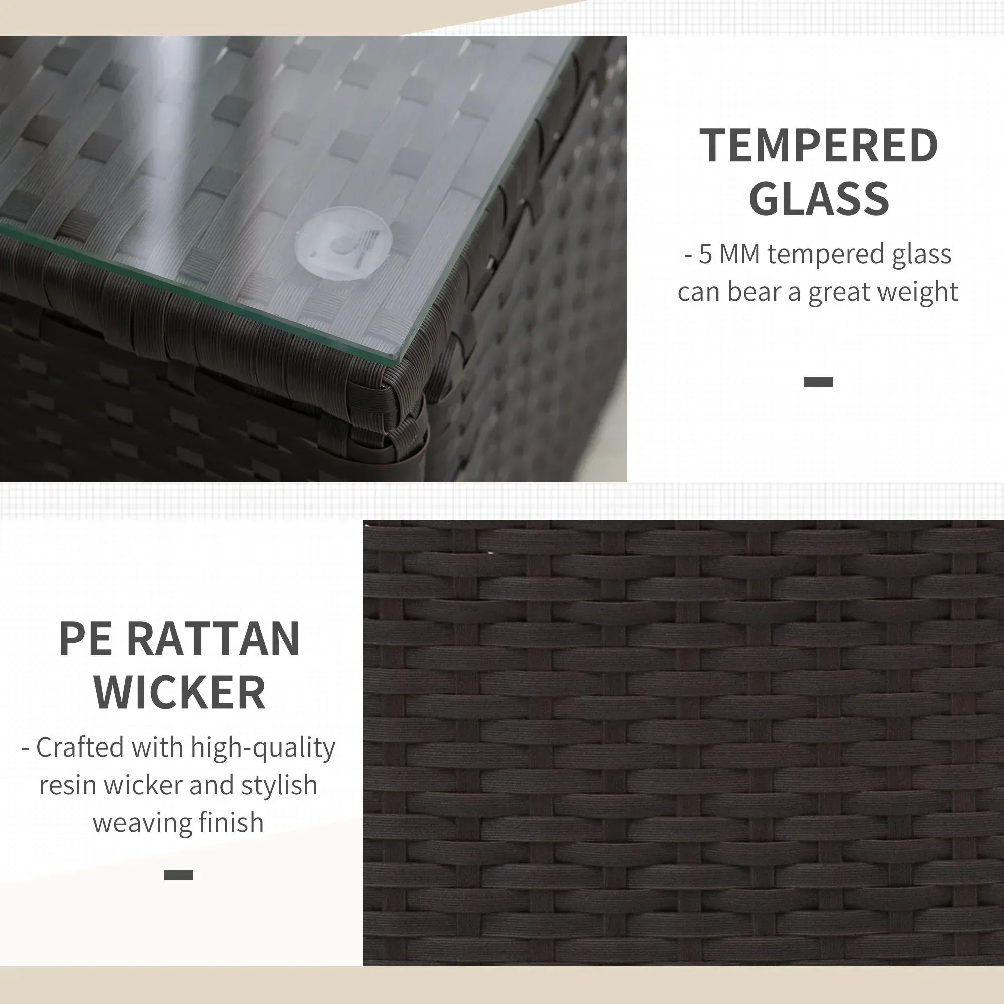 3 Pieces Rattan Bistro Set with Furniture Cover, Wicker Garden Furniture Set, Glass Top Coffee Table and Chairs with Cushions for Outdoor, Patio, Balcony, Cream White - Bobobiy