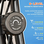 Magnetic resistance tension control dial with numbered levels on the exercise bike