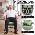 Light green big and tall office chair with thick padded seat and solid steel base