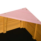 Wooden sand pit lid in pink with corner hardware and wooden frame