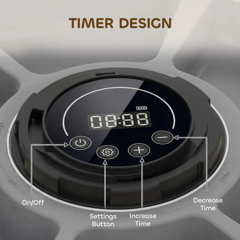 Automatic cat feeder timer panel with digital display and setting buttons