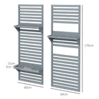 Grey wall-mounted plant stand set of 2 with slatted trellis and open shelves
